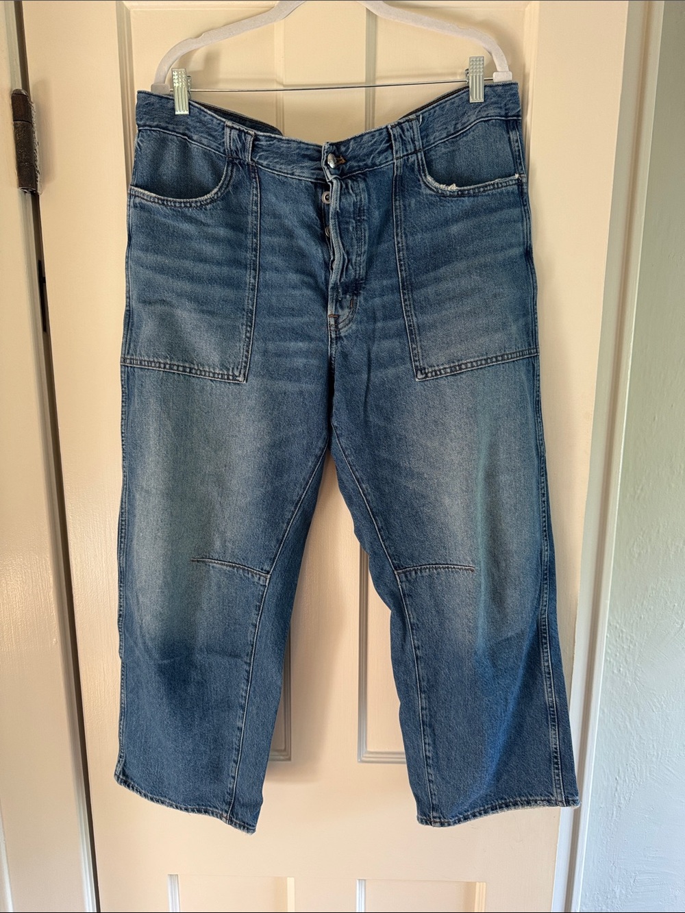Madewell Darted Barrel Leg Cropped Blue Denim Women’s Jeans